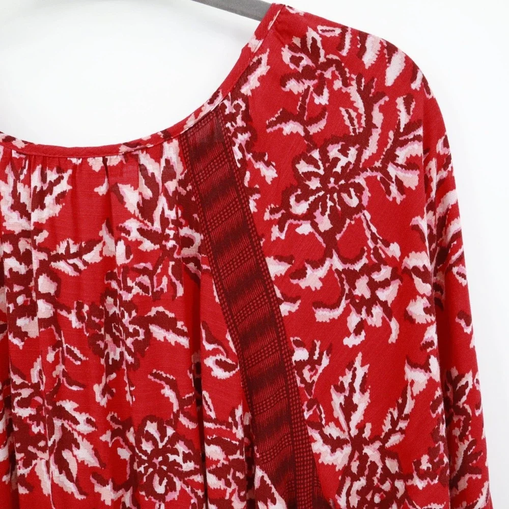 Knox Rose Midi Dress Women XXL Red Boho Hippie Bloomcore Grandmacore Cottagecore